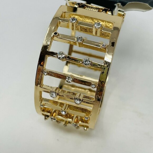 G by Gennaro Womens Hingle Cuff Bracelet with Rhinestones Mixed Metals Gold FLAW - Picture 2 of 7